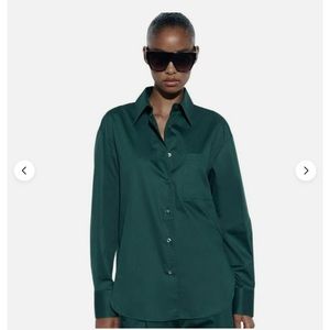 NWT Zara Green Poplin Button down shirt Frankie Shop Doen etc $70